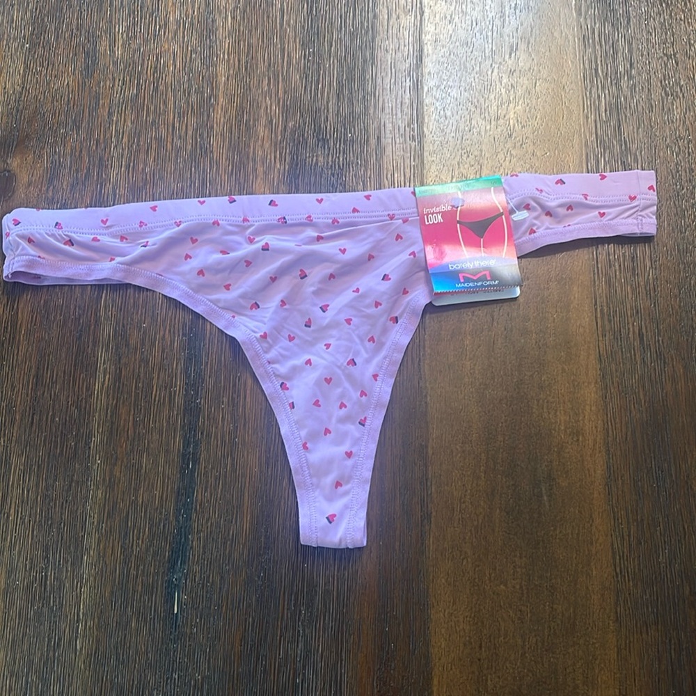 NWT Maidenform Thong Panty Purple Red Hearts  Large Whimsical Sissy Playful Sexy